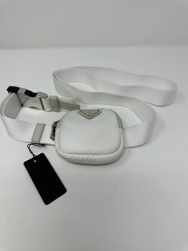 Authentic PRADA Re Nylon Mini Pouch White Belt large
