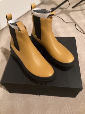 Jil Sander Boston Lug Sole Hiker Chelsea Leather Boots 7 NIB $1200