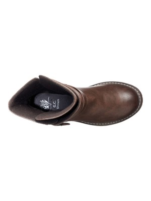 

GC SHOES Женские коричневые классические ботинки с ремешком на щиколотке с шипами и круглым носком, размер, Коричневый, BRANDY
