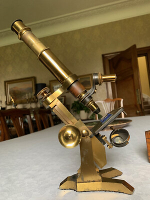Antique Moritz Pillischer - International Model Brass Microscope - c1880s, Cased