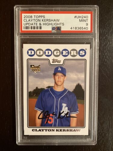 2009 Topps #U240 Clayton Kershaw Update Highlights Rookie Card PSA 9. rookie card picture