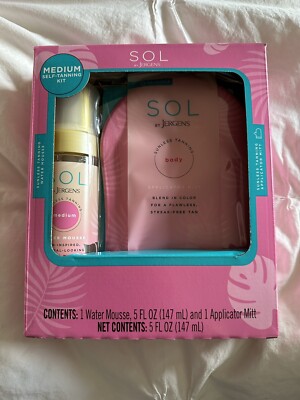 SOL by Jergens Medium Self Tanning Kit Medium Water Mousse with Applicator Mitt