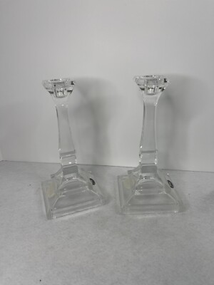 Toscany Classics LTD Two Pair 8'' Candlesticks 24% Lead Crystal Made In America