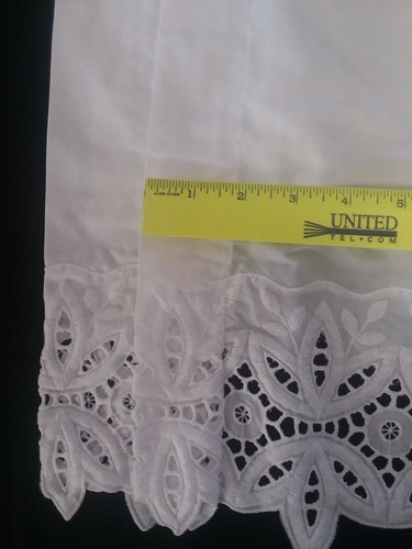 Vintage JCPenney White Curtain Panels Embroidered Cutout Trim Poly/Cotton 38x78