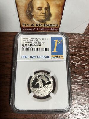 2016 S Clad Fort Moultrie 25C 1st Day Issue PF70 Ultra Cameo SQ1097