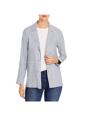 

LAFAYETTE 148 Женский блейзер темно-синего цвета с пуговицами спереди и боковыми шлицами и длинными рукавами, Navy, MJBX7R-1M04