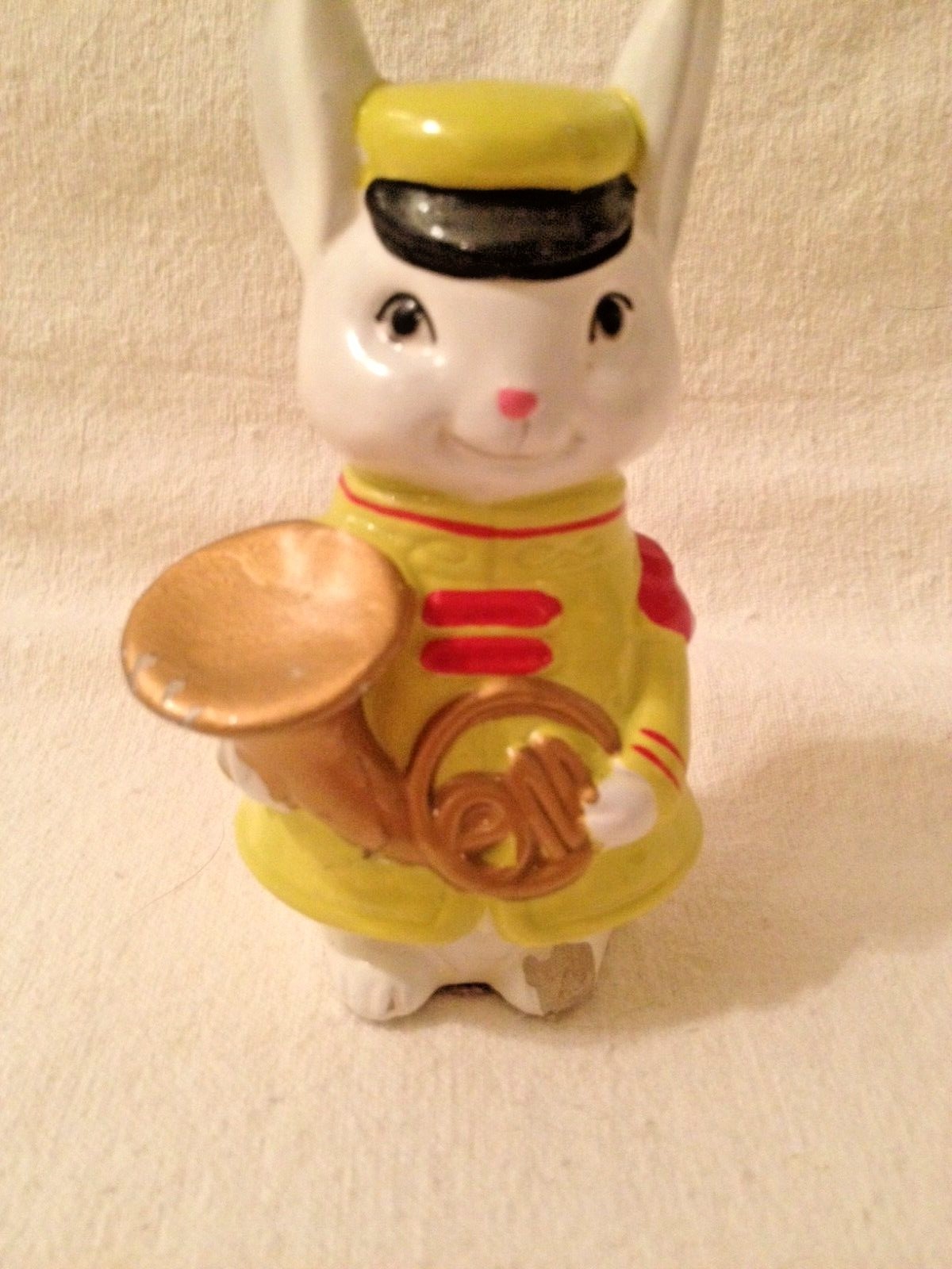 Vintage Rabbit Bunny French Horn Player Musician Figurine Handmade Colelctible