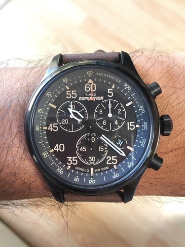 New Timex Expedition Field Chronograph Black Dial Nylon Men's