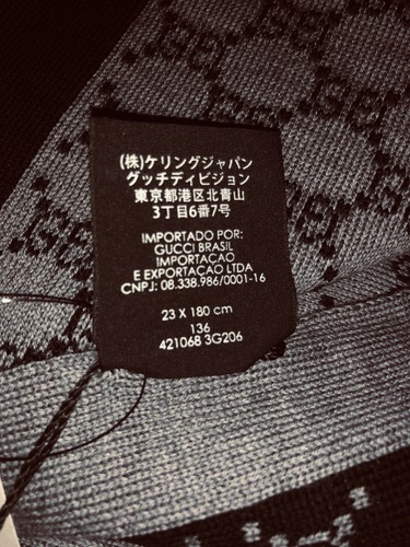 AUTHENTIC New Gucci GG 100% Wool Reversible Black/Gray Polina Scarf #4210683G206