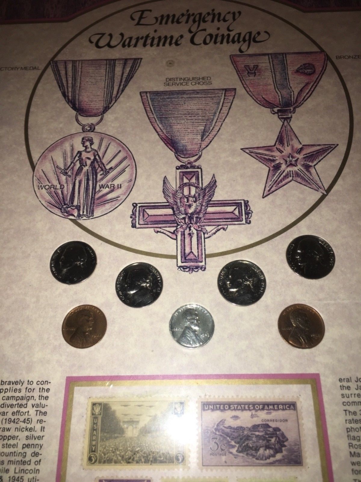 Kennedy Mint Heritage Collectors Series Emergency Wartime Coinage framed set