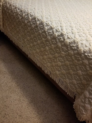 Vtg Blair Chenille Bedspread Popcorn Fringed Light Orange Peach 109