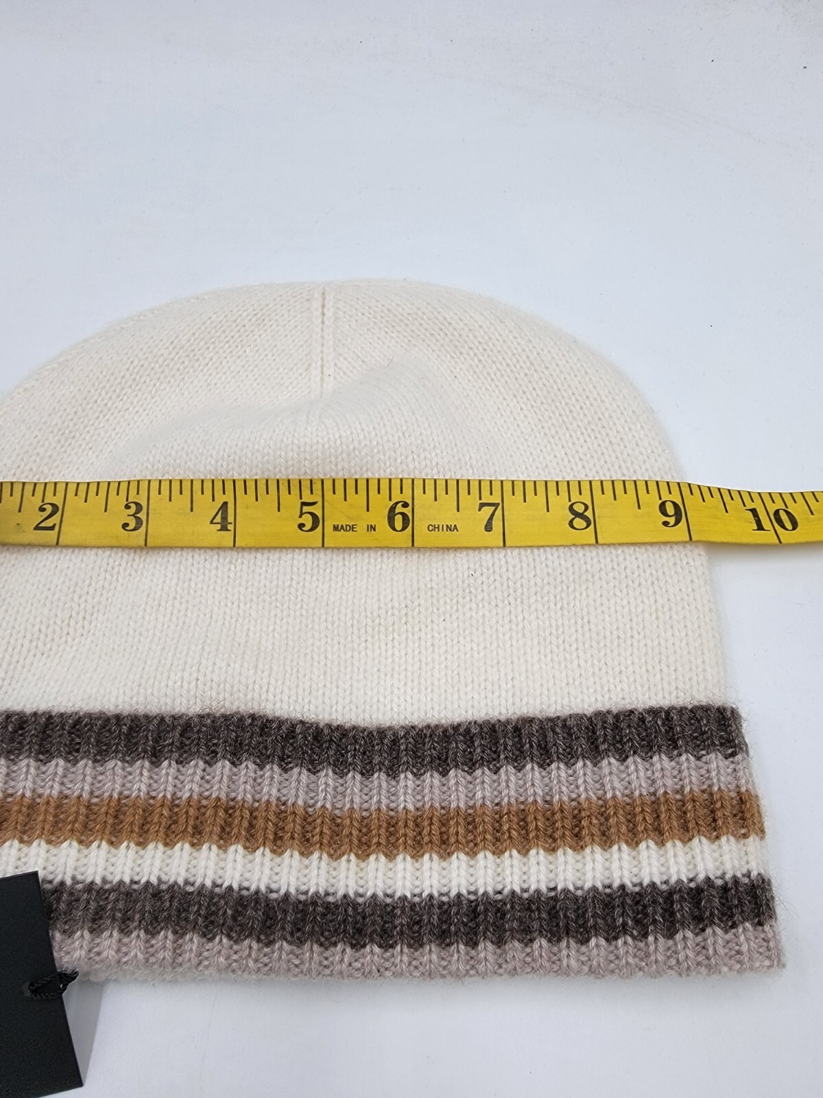 Charter Club Cashmere Stripe Cuffed Beanie Women's One Size Warm Praline - Picture 6 of 14