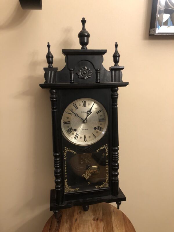 Vintage GILBERT 31-Day Wall Clock w/ Pendulum & Key -- UNTESTED