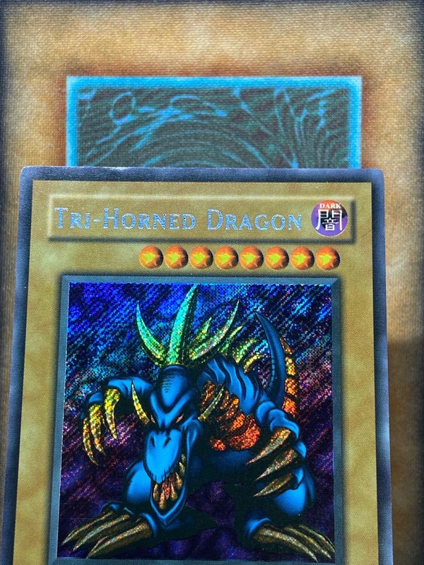 Yugioh Tri-Horned Dragon LOB-000 Secret Rare 1ST EDITION WAVY