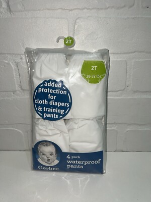 NEW! 4 Pack of Gerber Waterproof Pants Size 2T 28-32LBS - White
