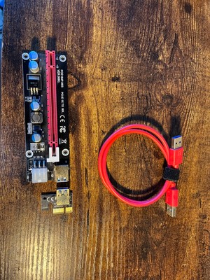 PCIE Riser Adapter Card for GPU Crypto Mining 16X to 1X with USB and power cable
