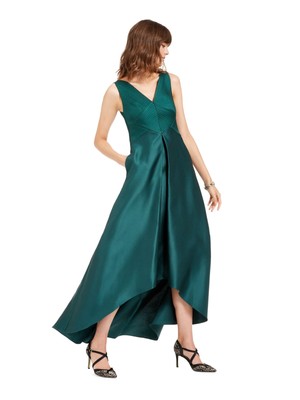 ADRIANNA PAPELL Womens Green Sleeveless Midi Fit + Flare Formal Dress Size: 6