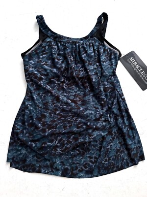 Miraclesuit Tankini Bikini Swim Top New Underwire Titania Ursula Black Multi 8