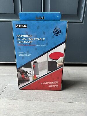 STIGA Take Anywhere Retractable Table Tennis 7 Pc Net Set NIB Ping Pong Paddles