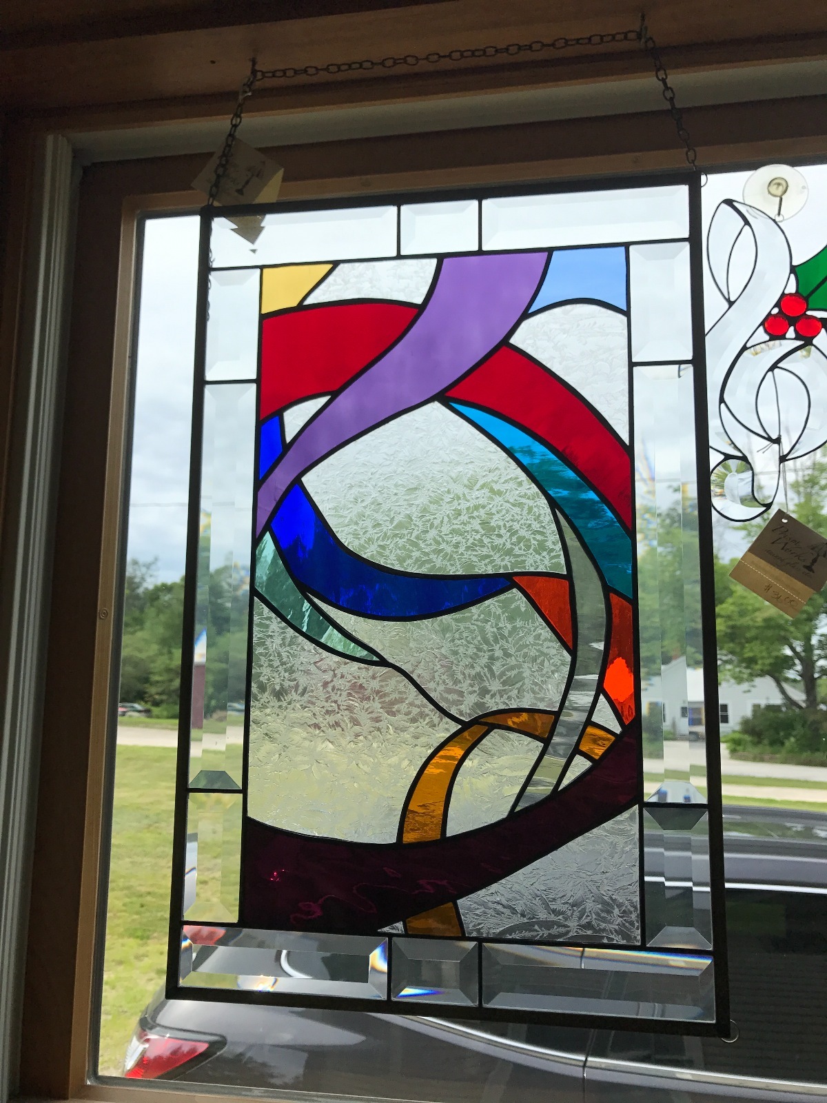 Flowing Ribbons Stained Glass Panel Handmade in the USA