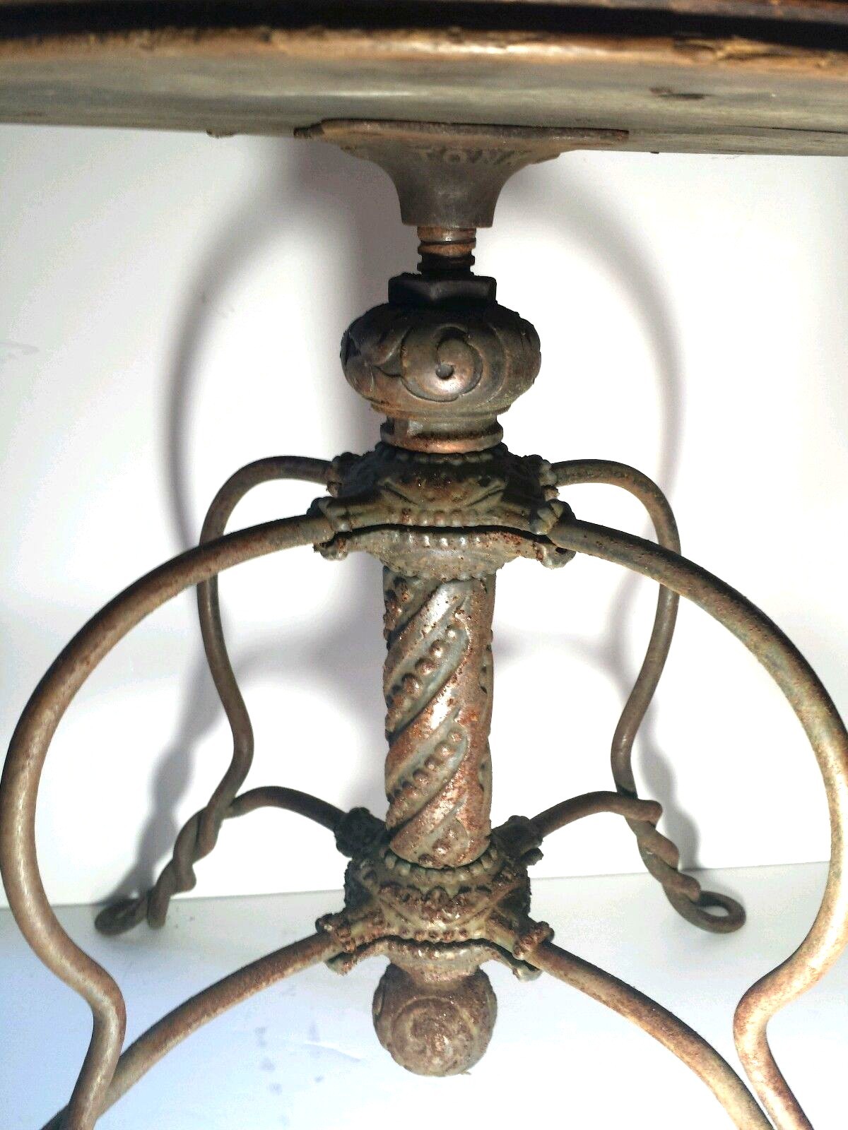 Antique TONK Chicago New York Cast Iron Piano Stool Industrial Steampunk Patina