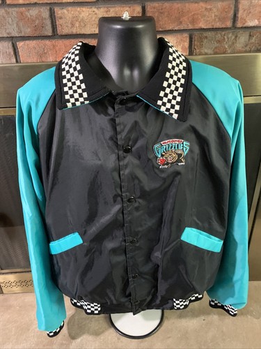 Vintage Vancouver Grizzlies NBA Basketball Varsity Snap Jacket Mens Sz Large Vtg