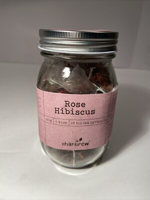 Hibiscus Rose 16 Biodegradables tea bag s pyramids Charbrew 