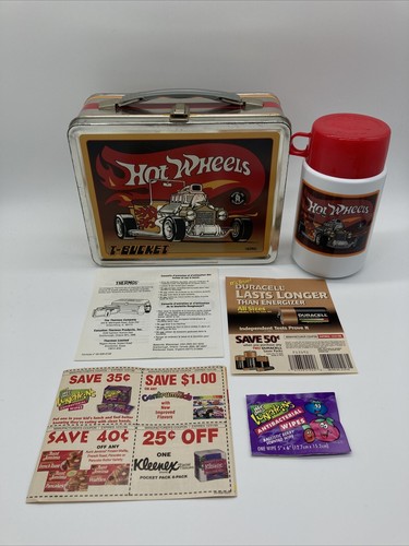 1999 Hot Wheels Metal Lunch Box and Thermos, T-Bucket
