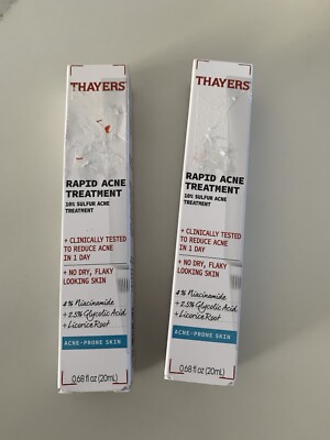 Thayers Rapid Acne Treatment 10% Sulfur Acne Niacinamide Glycolic Acid .68oz