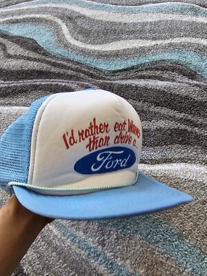 Vintage Ford Chevy Trucker Hat Cap Mesh Back Foam 80s 90s