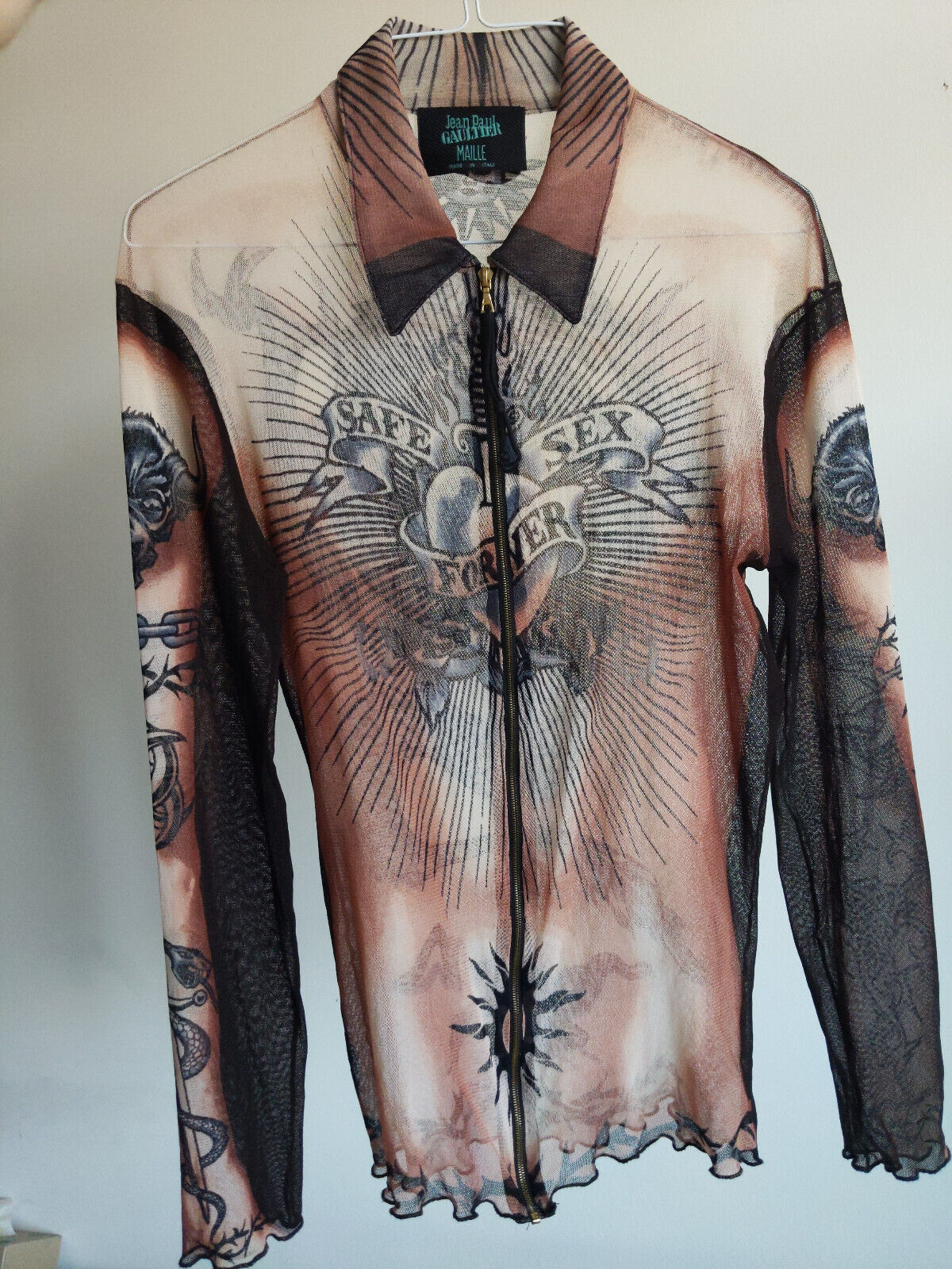Jean Paul Gaultier Maille JPG 1996 mesh tattoo print Jean Paul Gaultier Maille JPG 1996 mesh tattoo print