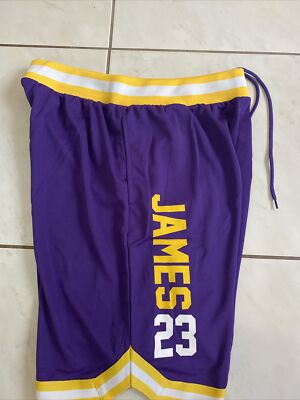 UNK LOS ANGELES LAKERS LEBRON JAMES #23 BASKETBALL SHORTS WITH POCKETS MEN SIZ L