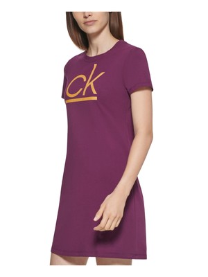 

CALVIN KLEIN Женский фиолетовый приталенный пуловер с коротким рукавом и коротким платьем-футляром