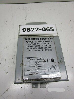 Acme Power Transformer T-53006 240/480 Pri. 120/240 Sec.  1Ph 150VA 50/60Hz NEW