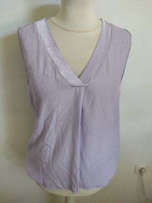MADE IN ITALY  leichte ärmellose Bluse mit Satinrand Gr. 36 38 40 42 NEU