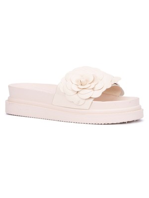 

Женские шлепанцы на платформе NEW YORK - CO телесного бежевого цвета с цветочным узором, Бежевый, MA22-112