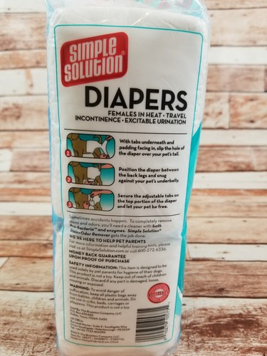Simple Solution Size Medium 30ct White Disposable Dog Diapers for Female Dogs