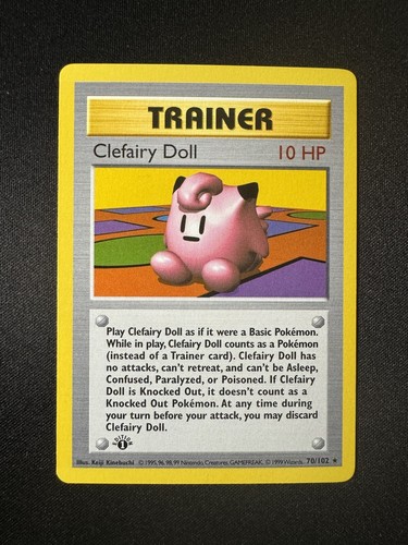 Clefairy Doll Trainer 1999 Base Set 1st Edition LP EX-MT Pokemon Card Game TCG