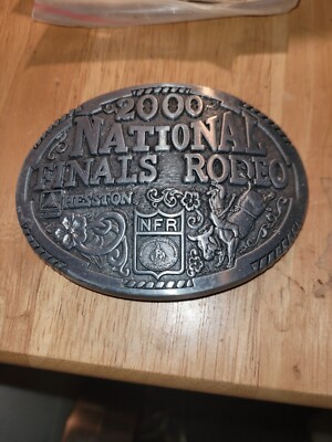 2000 Hesston NFR Belt Buckle Rodeo Bronc Rider Cowboy Vintage National Final