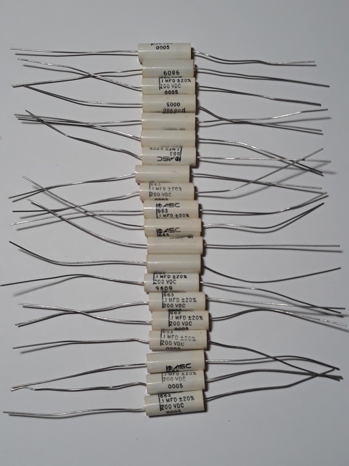 20 ASC CAPACITORS .1MFD @ 200 VOLTS 20% TOLERANCE