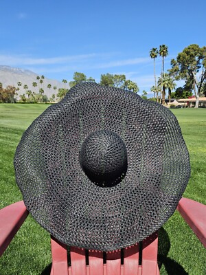 THINGS FROM PALM SPRINGS LARGE BRIM BLACK SUNHAT NWOT