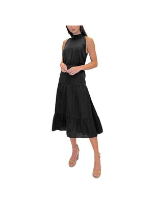 

SAM EDELMAN Женское черное платье миди без рукавов с юбкой и расклешенной юбкой на подкладке, Черный