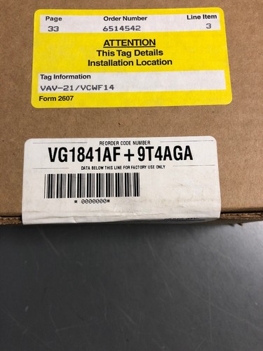 NEW, SEALED, JOHNSON CONTROLS, VG1841AF+9T4AGA, 1/2” BALL VALVE. (1AA-1)