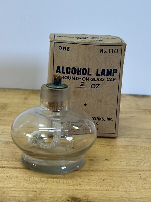 Vintage Mercer Glass Alcohol Lamp no.110 - 2 oz. With Original Box - Japan Made