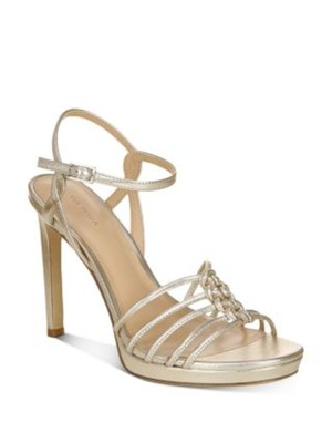 Женские босоножки VIA SPIGA Womens Gold на платформе 0,5 Малка на шпильке, кожаные босоножки-босоножки на ремешке 10 М