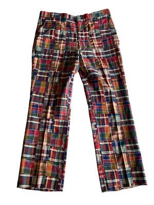 Vintage Corbin Golf Pants Patchwork Plaid, 38x30  Cotton Wide Straight Leg Flat