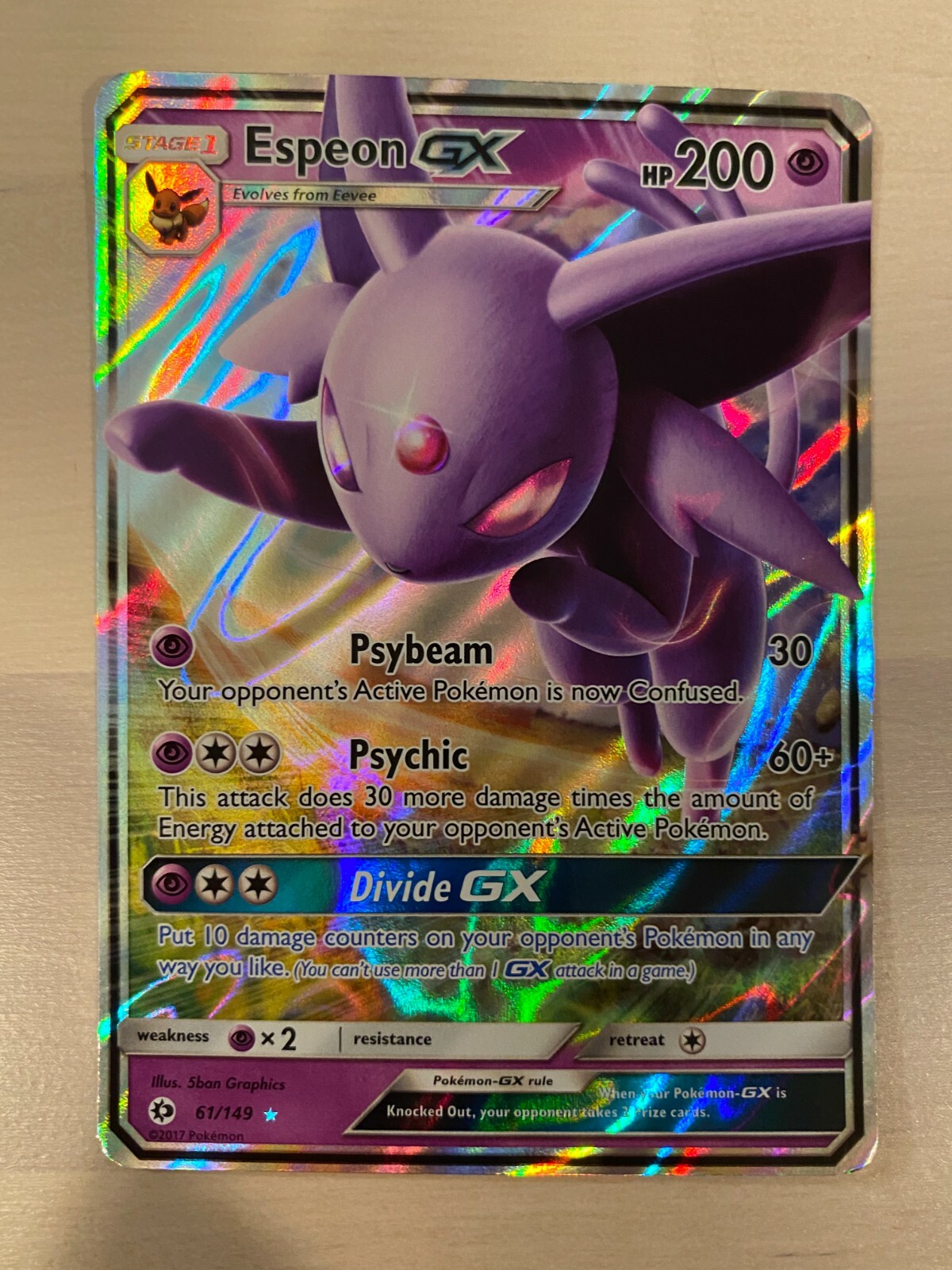 Espeon GX 61/149 Holo Ultra Rare Sun & Moon SM Pokemon Card