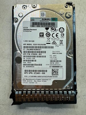 HP 876939-001 EG001800JWJNR 1.8TB 10K RPM 128MB Cache 12 Gbps SAS 2.5'' HDD