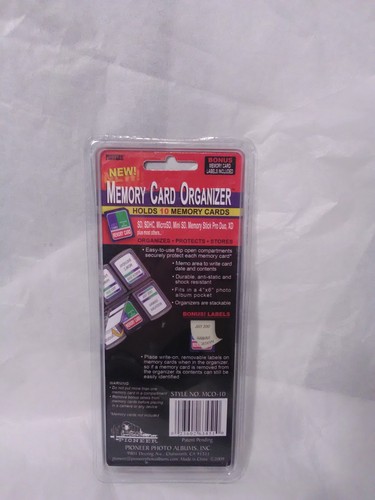 Memory Card Organizer, HOLDS 10 SD Cards + Bonus Labels