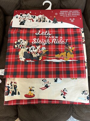 Disney Parks Mickey Mouse and Friends Reversible Holiday Christmas Table Runner